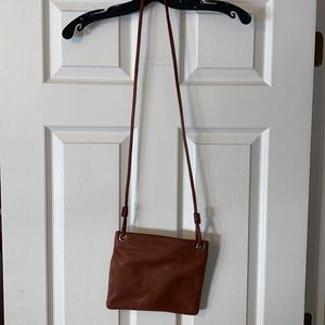 Cross over purse, dark brown leather